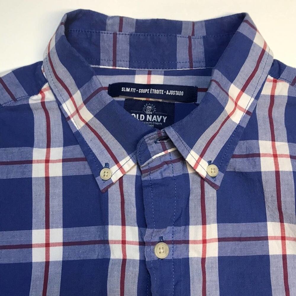 OLD NAVY Men’s Medium Blue Long Sleeve Plaid Shirt